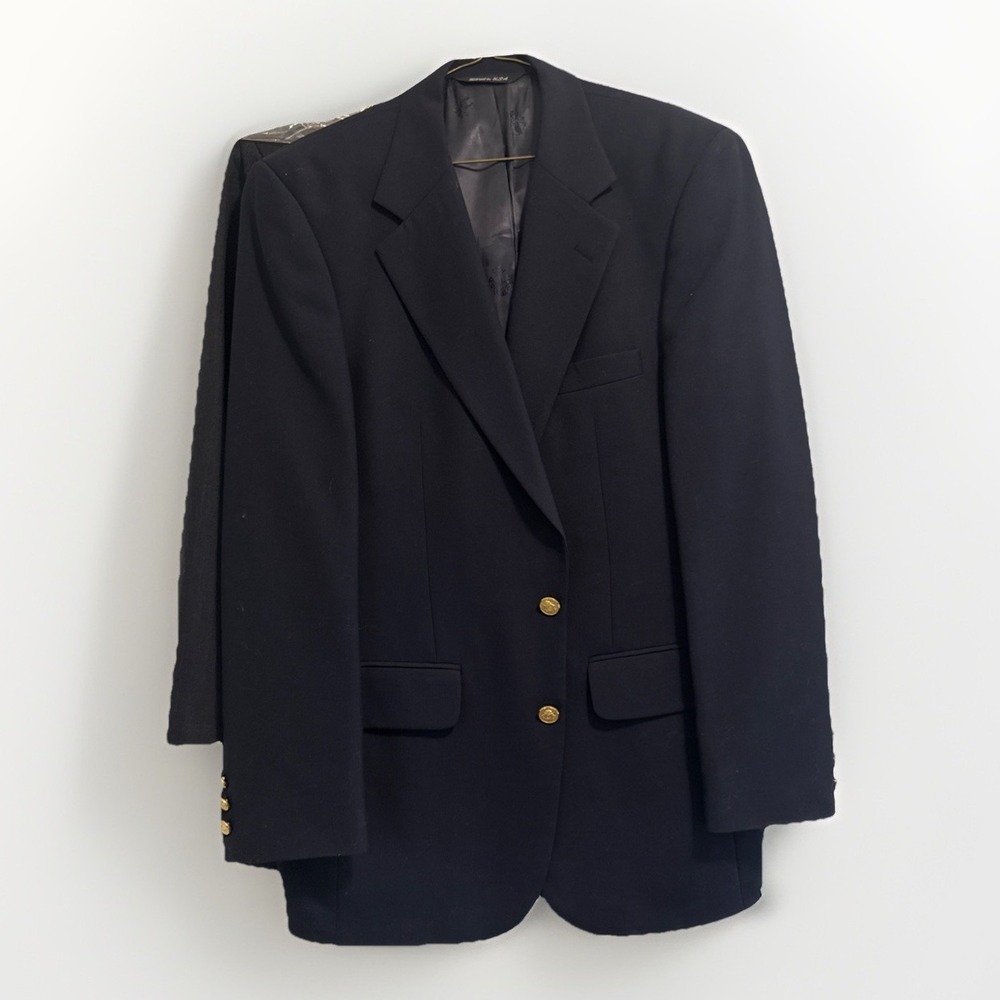 Vintage‎ Thos Stuart Men's Sport Coat Blazer Navy Blue Made In The USA